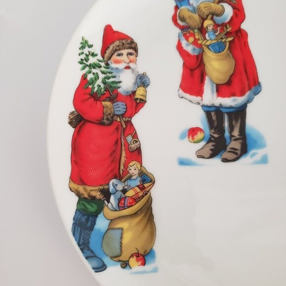 Set Of 4 Vintage Santa Claus 10" Lunch / Dessert Ceramic Christmas Holiday Table - Picture 7 of 10